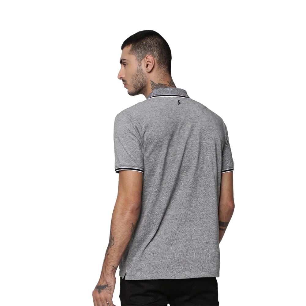 Jack&Jones Viktor Polo T-Shirt- Grey Melange with Black